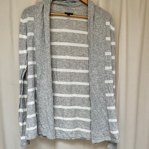 Express gray and white striped cardigan
